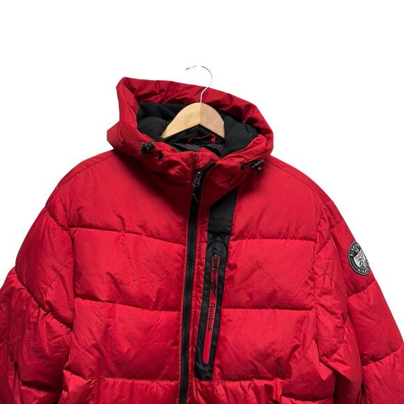 Reebok 1895 Men's Puffer Jacket Hooded Red Size Large - Picture 2 of 9